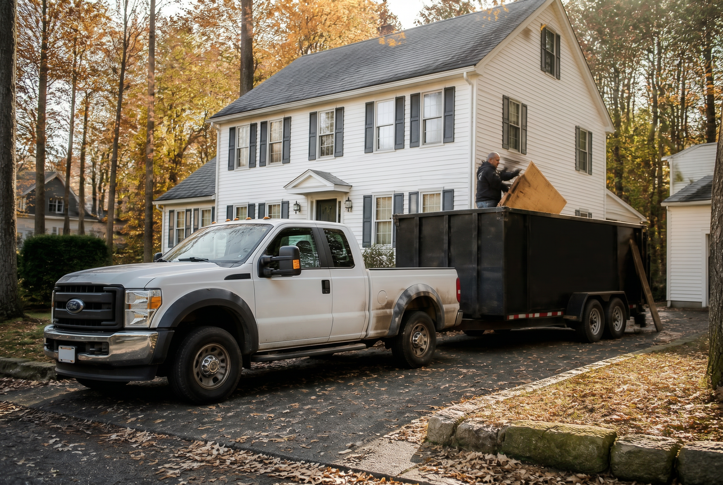 Bay State Hauling truck at a Merrimack Valley home